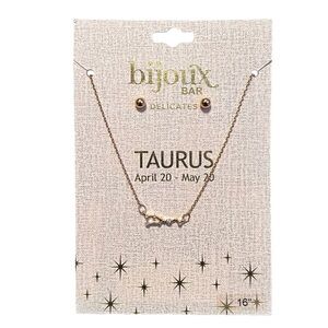 Bijoux Gold Taurus Constellation Necklace and Earring Set